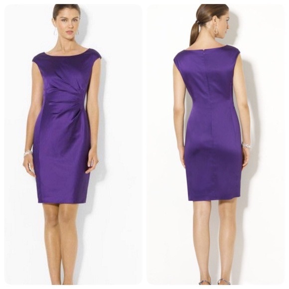 Lauren Ralph Lauren Dresses & Skirts - Lauren by Ralph Lauren sateen cocktail dress deep purple eggplant sz 16 body con